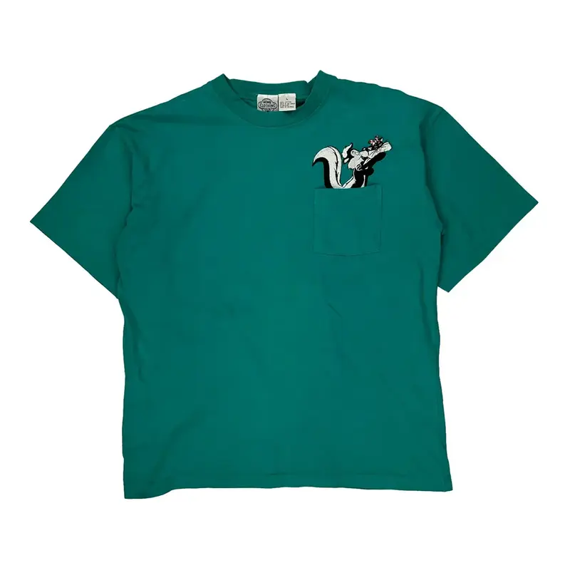 Looney Tunes Acme Clothing Graphic T-Shirt - Large Green Cotton