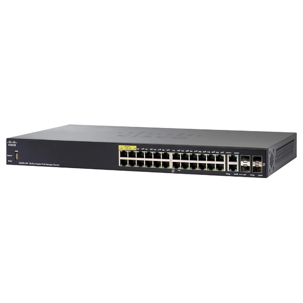 Cisco SG350-28P-K9-NA-RF | Small Business 350 Series SG350-28P 24 x Ports PoE+ 10/100/1000Base-T + 2 x Ports Copper Combo SFP...