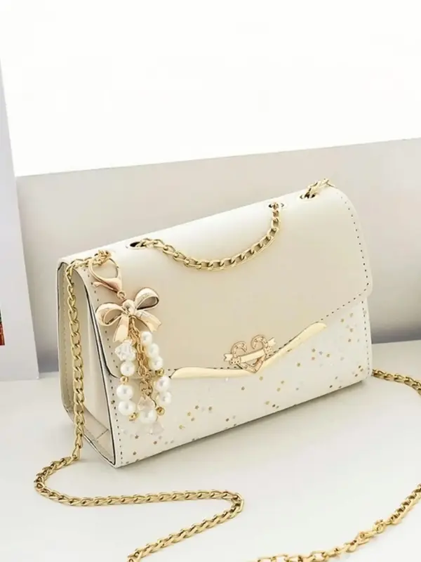 Women's Fashionable Bowknot Decorated Shoulder Bag,  Elegant Solid Color Crossbody Bag for Daily Used, Casual Trendy Versatil...