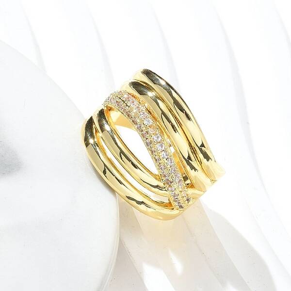 Rack Plating Brass Micro Pave Cubic Zirconia Open Cuff Finger Rings for Women