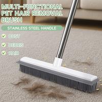Pet Hair Remover Broom Removal Broom Rubber Broom for Floor Cleaning Tile Windows Carpet Rake Squeegee with Stainless steel H...