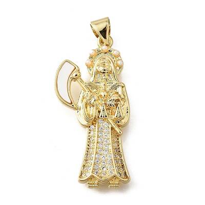 Brass Micro Pave Cubic Zirconia Shell Pendants