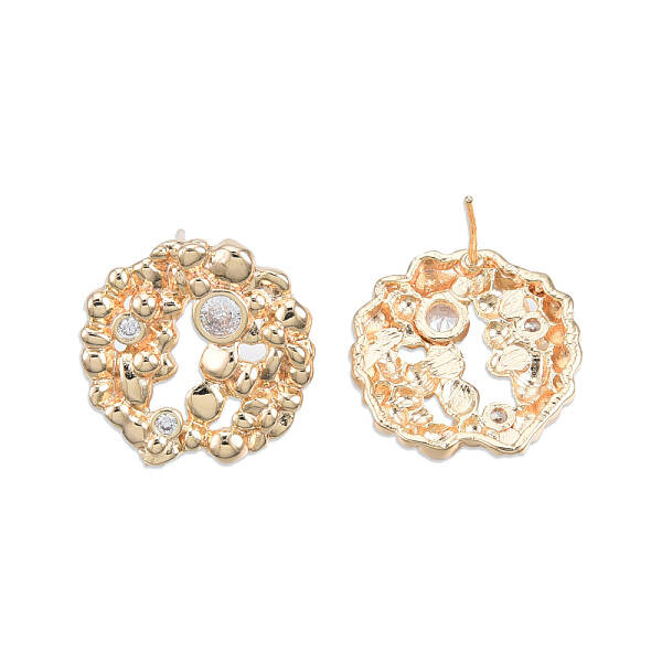 Clear Cubic Zirconia Flower Stud Earrings