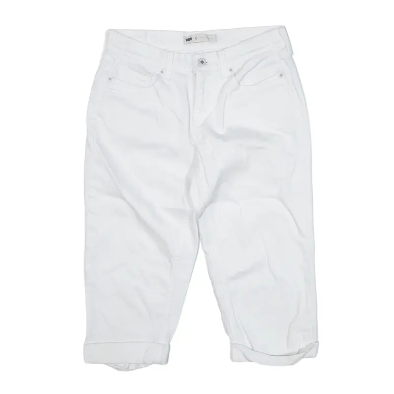 LEVI'S Cropped Jeans White Denim Regular Straight Womens W28 L20