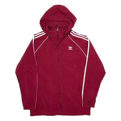 ADIDAS Mens Rain Jacket Maroon Hooded L