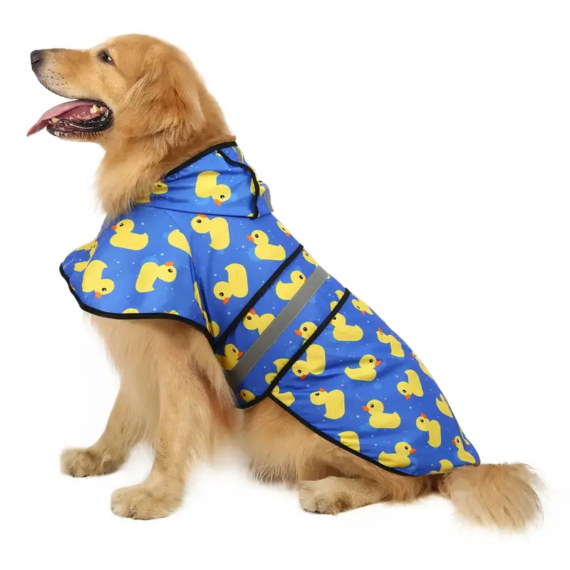 HDE Patterned Dog Raincoat with Hood - 100% Durable Reflective Polyester, Waterproof Coating, Fully Adjustable Strap for Comf...