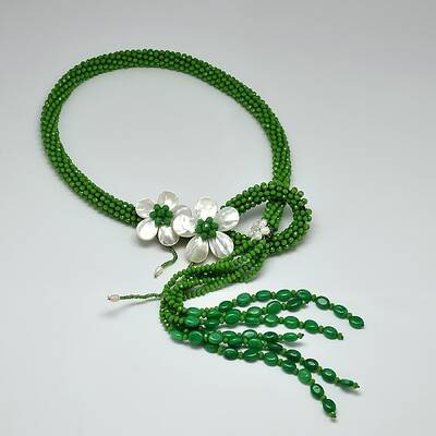 Flower Glass Beaded Lariat Necklaces