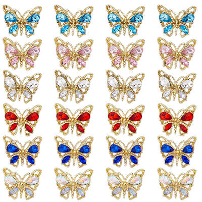 30Pcs 6 Colors Alloy Rhinestone Cabochons