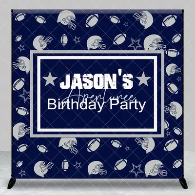 Aperturee Navy Blue Rugby Sport Custom Name Birthday Backdrop, 3X3FT(1X1M), 15 USD, custom birthday backdrops, DZAMZ0286-O