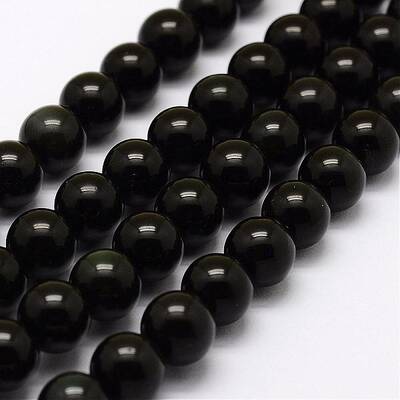 Natural Green Eyes Obsidian Beads Strands