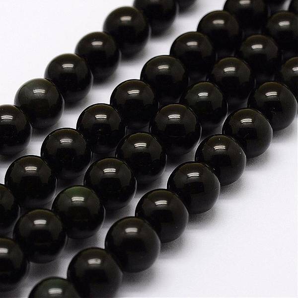 Natural Green Eyes Obsidian Beads Strands