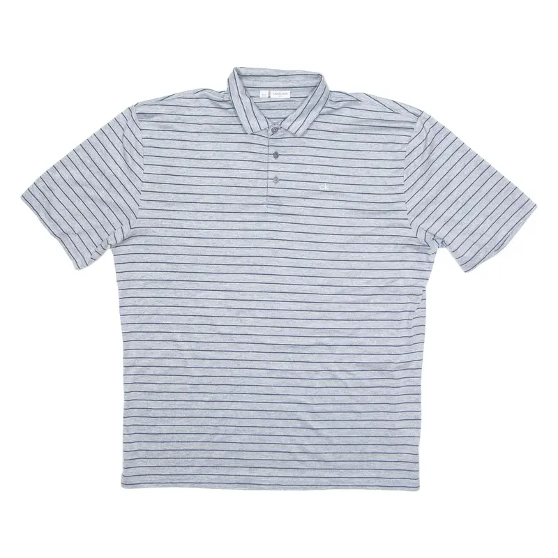 CALVIN KLEIN GOLF Mens Polo Shirt Grey Striped 2XL