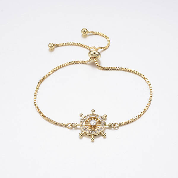 Adjustable Brass Micro Pave Cubic Zirconia Bolo Bracelets