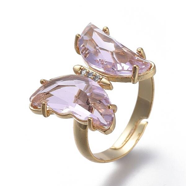 Adjustable Brass Glass Finger Rings