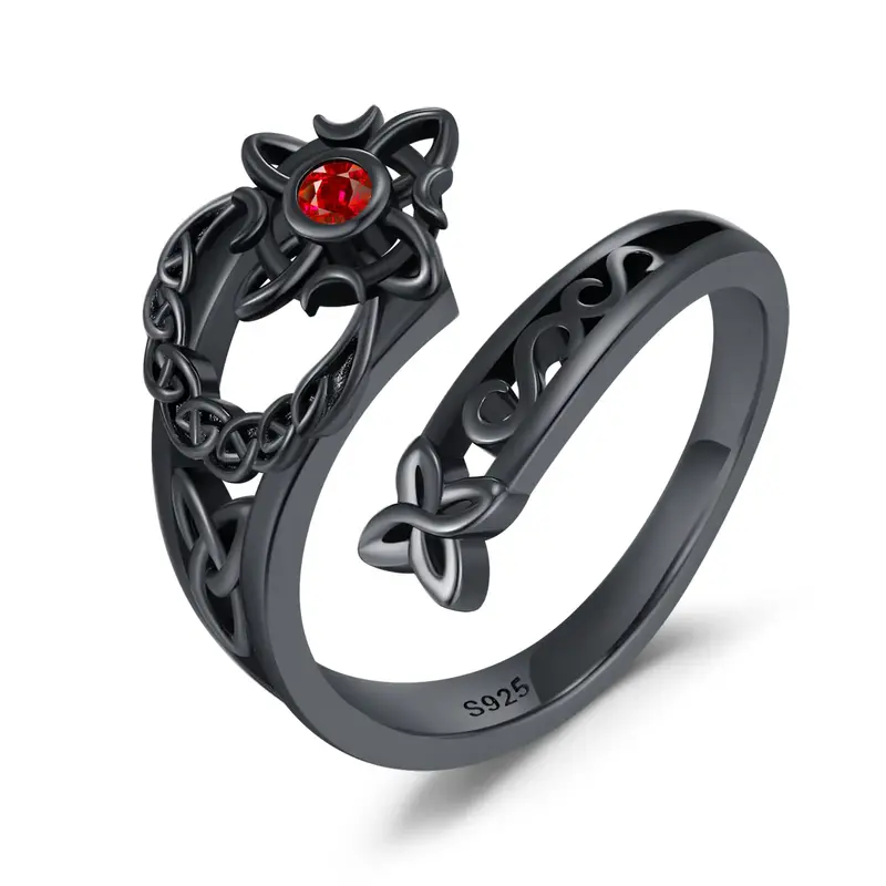 DRINSPER S925 Witches Knot Ring, Celtic Knot Protection Ring, Nudo de Bruja Plata 925 Sterling Silver Witchy Jewelry for Wome...