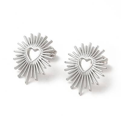 Non-Tarnish 304 Stainless Steel Hollow Out Heart Stud Earrings for Women