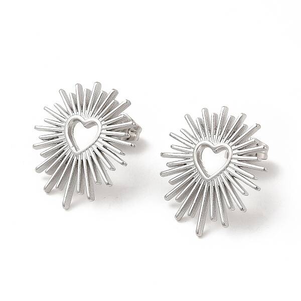 Non-Tarnish 304 Stainless Steel Hollow Out Heart Stud Earrings for Women