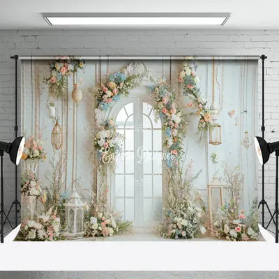 Holy Pure White Door Flower Wedding Photo Backdrop - Aperturee