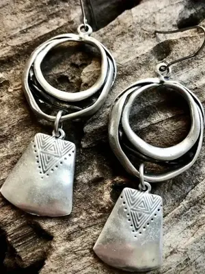 Boho Style Trendy Dangle Earrings, Vintage Geometric Design Drop Earrings, Fashion Jewelry Accessories for Women, Earring Sta...