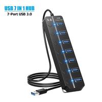 Multiple Ports 3.0 USB Hub Connector, 7 Ports USB Hub Splitter, Individual LED Power Controller & Indicator, Supercharge USB ...