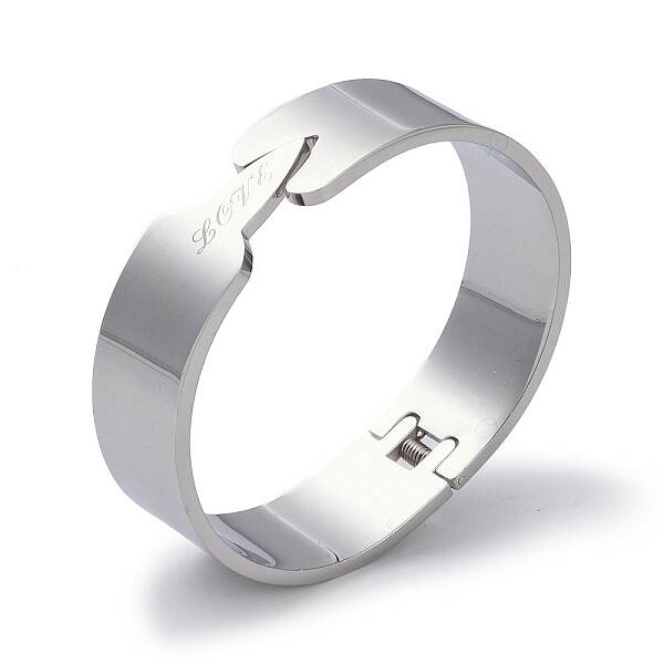 Non-Tarnish Word Love 304 Stainless Steel wide Hinged Bangles