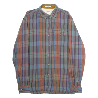 LEVI'S Mens Shirt Blue Plaid Long Sleeve M