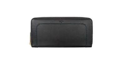 Wilton Zipped Purse Wallet in Black & Cobalt Blue