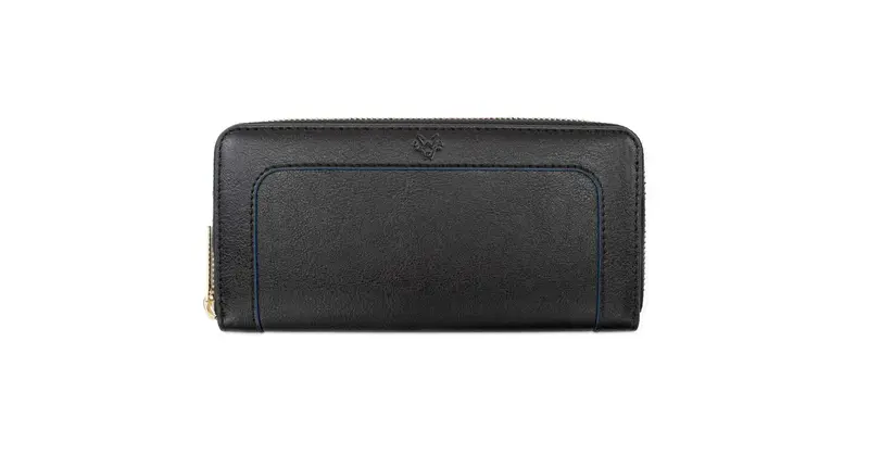 Wilton Zipped Purse Wallet in Black & Cobalt Blue