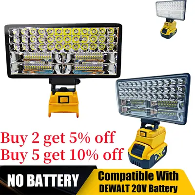 Cordless LED Work Light for Dewalt 20V Battery,90W 5400LM Wide Beam Flood Light with Two USB Charging Port Flashlight for E...