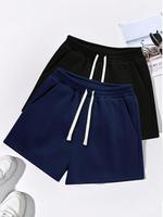 Men's Solid Color Drawstring Waist Shorts, Regular Fit Casual Comfy Breathable Shorts for Daily Wear, Men's Bottoms for All S...
