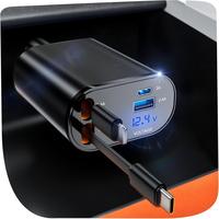 【Fathers Day for Gifts】SPGUARD! Retractable Car Charger,66W Fast Charge,Support for various protocols super fast charging...
