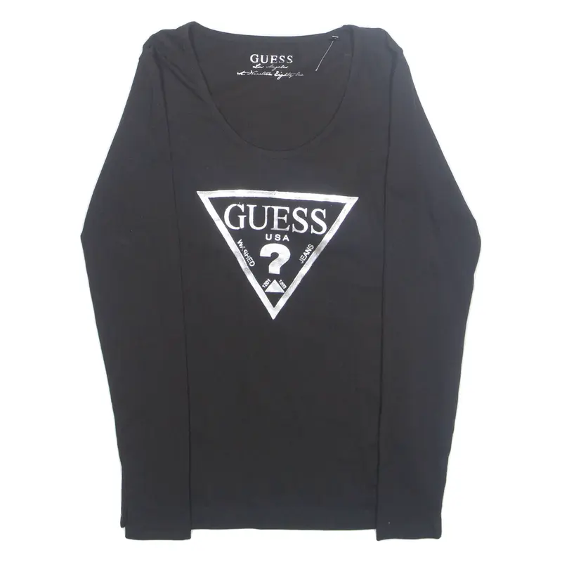 GUESS Womens Top Black Long Sleeve M