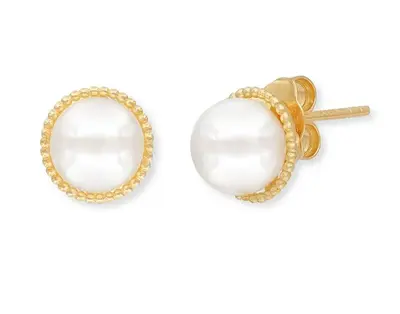 Engelsrufer Delicate Gold Plated Stud Earrings with Real Pearls ERE-GLORY-STG