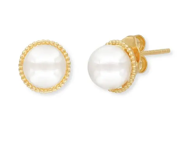 Engelsrufer Delicate Gold Plated Stud Earrings with Real Pearls ERE-GLORY-STG