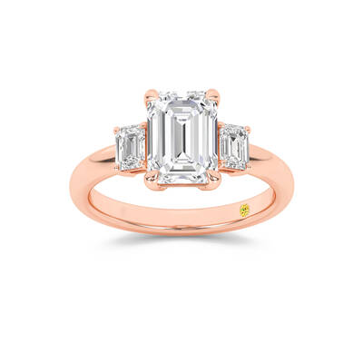 Moonbeam Three Stone Emerald Cut Lab Grown Diamond Engagement Ring | 14K Rose Gold 2 CT. TW.