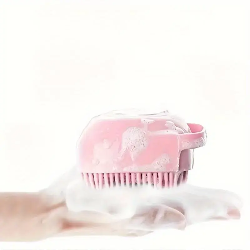 Pet Bath Brush with Soap Dispenser, Cartoon 2 In 1 Soft Silicone Pet Grooming Brush, Dog & Cat Bath Accessories