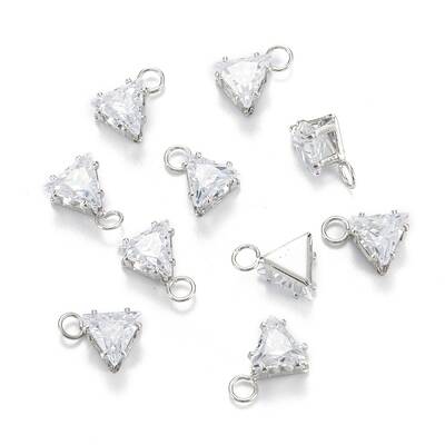 Brass Clear Cubic Zirconia Charms