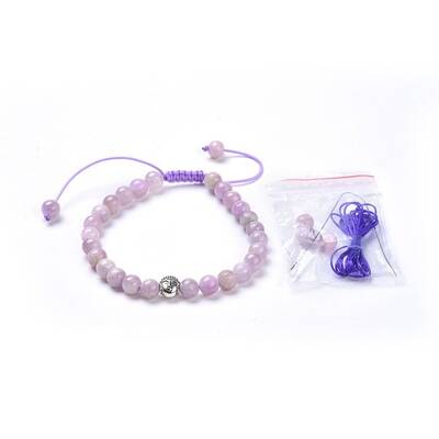 Natural Kunzite Braided Bead Bracelets