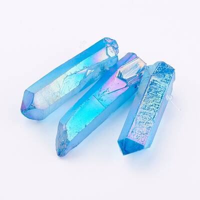 Electroplated Natural Quartz Crystal Graduated Beads Strands