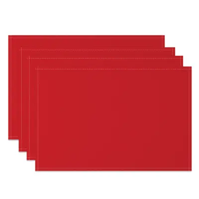 Aperturee Festive Red Solid Color Dining Set Of 4 Placemats, 14x12 Inch, 15.8 USD, NYWH00384-S, placemats