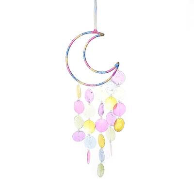 Suede Wrap Iron Moon Hanging Ornaments