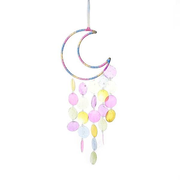 Suede Wrap Iron Moon Hanging Ornaments
