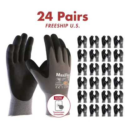 24 Pares MaxiFlex Guantes de Trabajo - Maxi Flex Work Gloves For Men - Guantes Para Trabajo - MaxiFlex Foam Nitrile Work Glov...