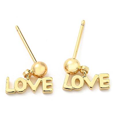 Rack Plating Brass Word Love Dangle Stud Earrings