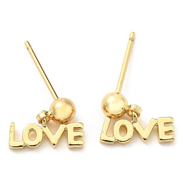 Rack Plating Brass Word Love Dangle Stud Earrings