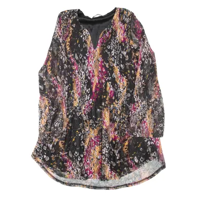 CARNABY Womens Printed Blouse Black V-Neck Long Sleeve Crazy Pattern L
