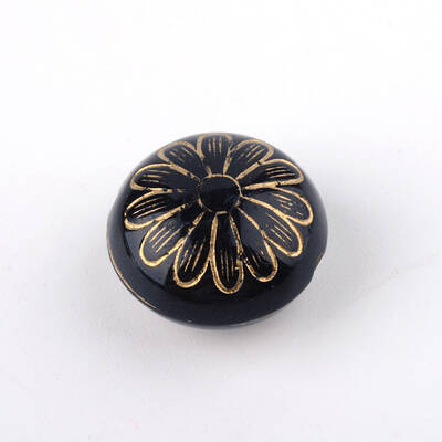 Flat Round with Flower Plating Acrylic Beads