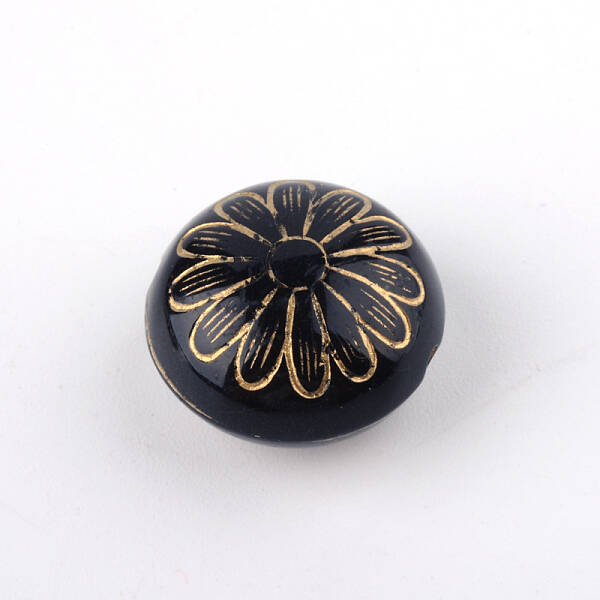 Flat Round with Flower Plating Acrylic Beads