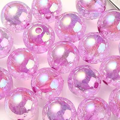 UV Plating Transparent Rainbow Iridescent Acrylic Beads