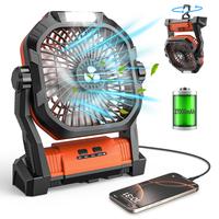 Portable Camping Fan, 27000mAh Cordless Battery Powered Fan with LED Lantern, 2 in 1 Portable Fan with 4 Speeds, USB C Batter...